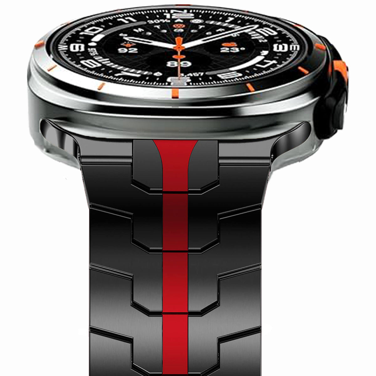 Samsung Watch7 Ultra titanium-colored strap, Iron Man butterfly buckle metal stainless steel strap.