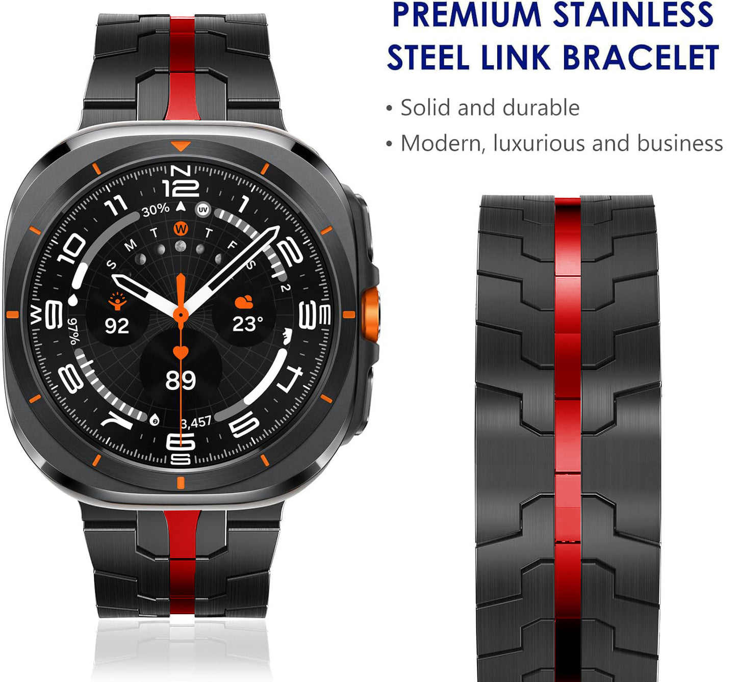 Samsung Watch7 Ultra titanium-colored strap, Iron Man butterfly buckle metal stainless steel strap.