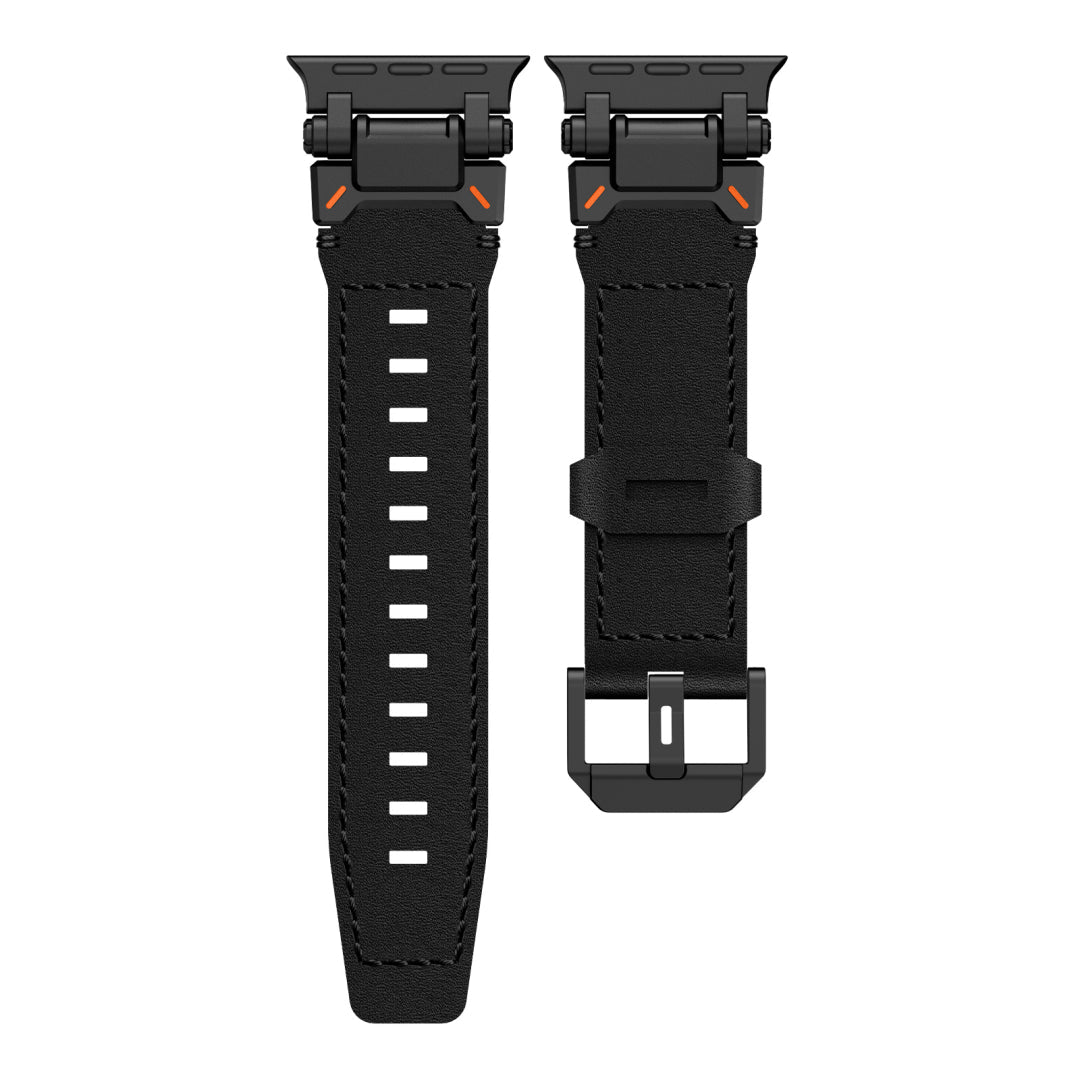 New Titanium Metal Head Leather Band For Apple Watch