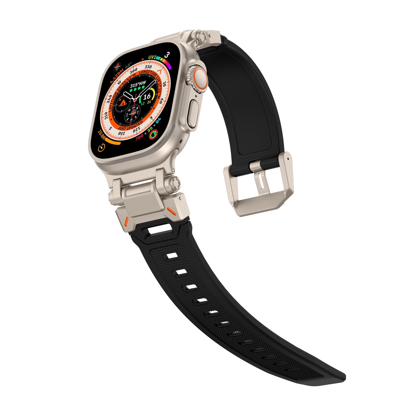 New Titanium Metal Head Silicone Band For Apple Watch