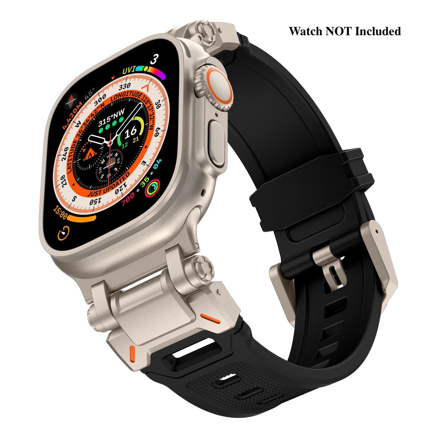 New Titanium Metal Head Silicone Band For Apple Watch