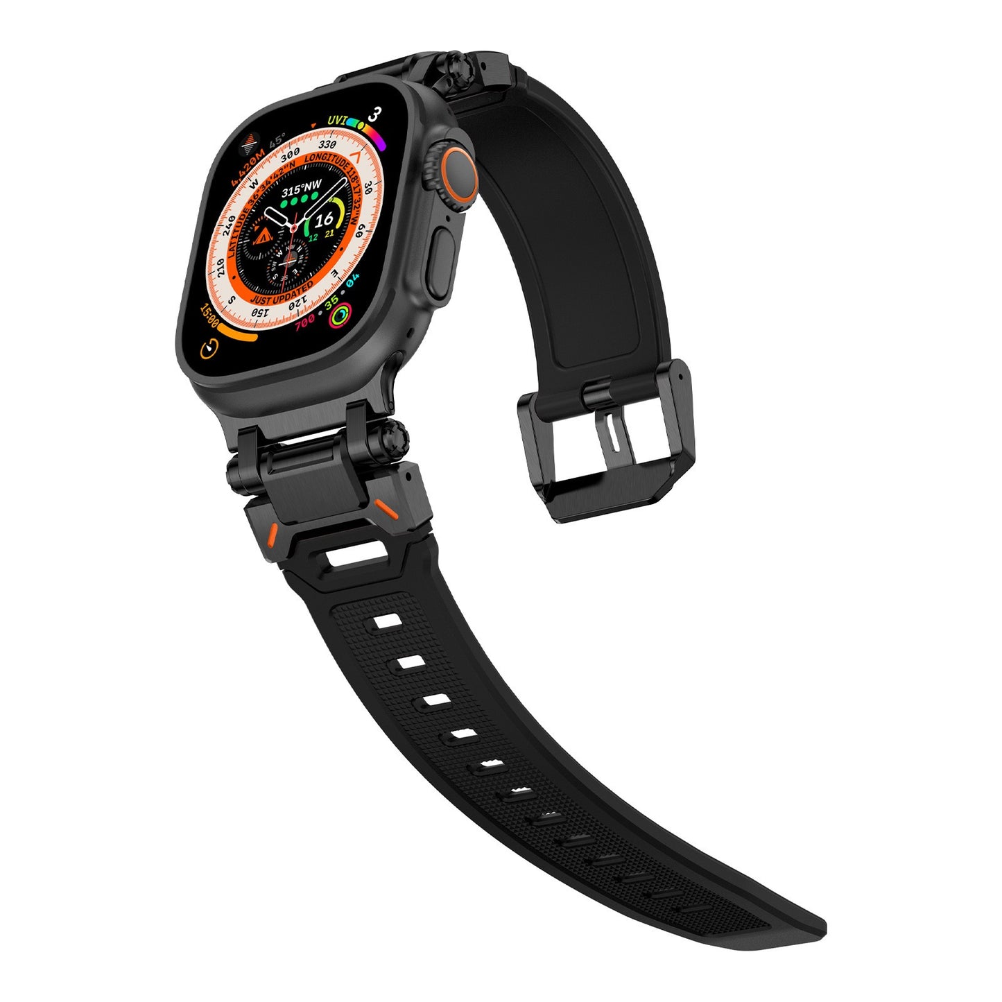 New Titanium Metal Head Silicone Band For Apple Watch