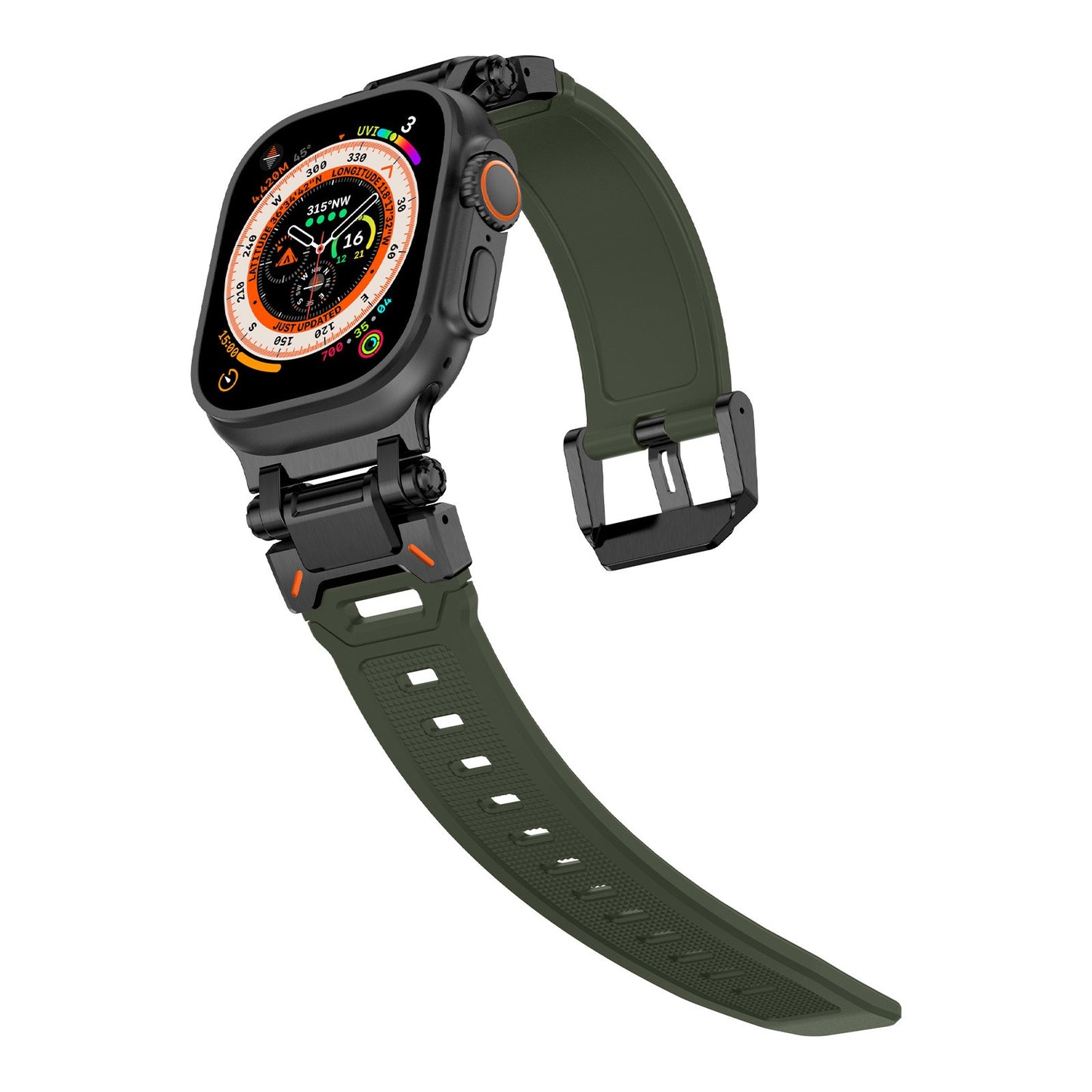 New Titanium Metal Head Silicone Band For Apple Watch