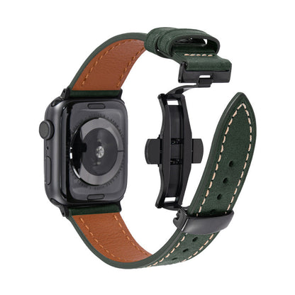 Luxury Leather Butterfly Buckle Band For Apple Watch